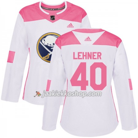 Nainen NHL Buffalo Sabres Pelipaita Robin Lehner 40 Adidas 2017-2018 Valkoinen Vaaleanpunainen Fashion Authentic